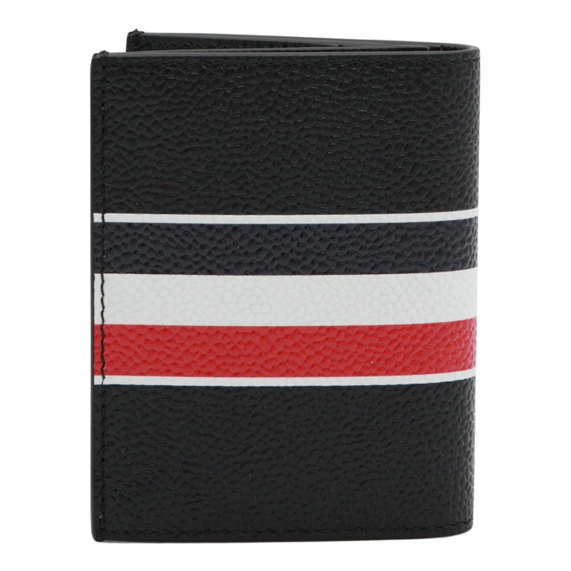 Thom Browne Textured Horizontal Stripe Black Leather Bi-Fold Wallet
