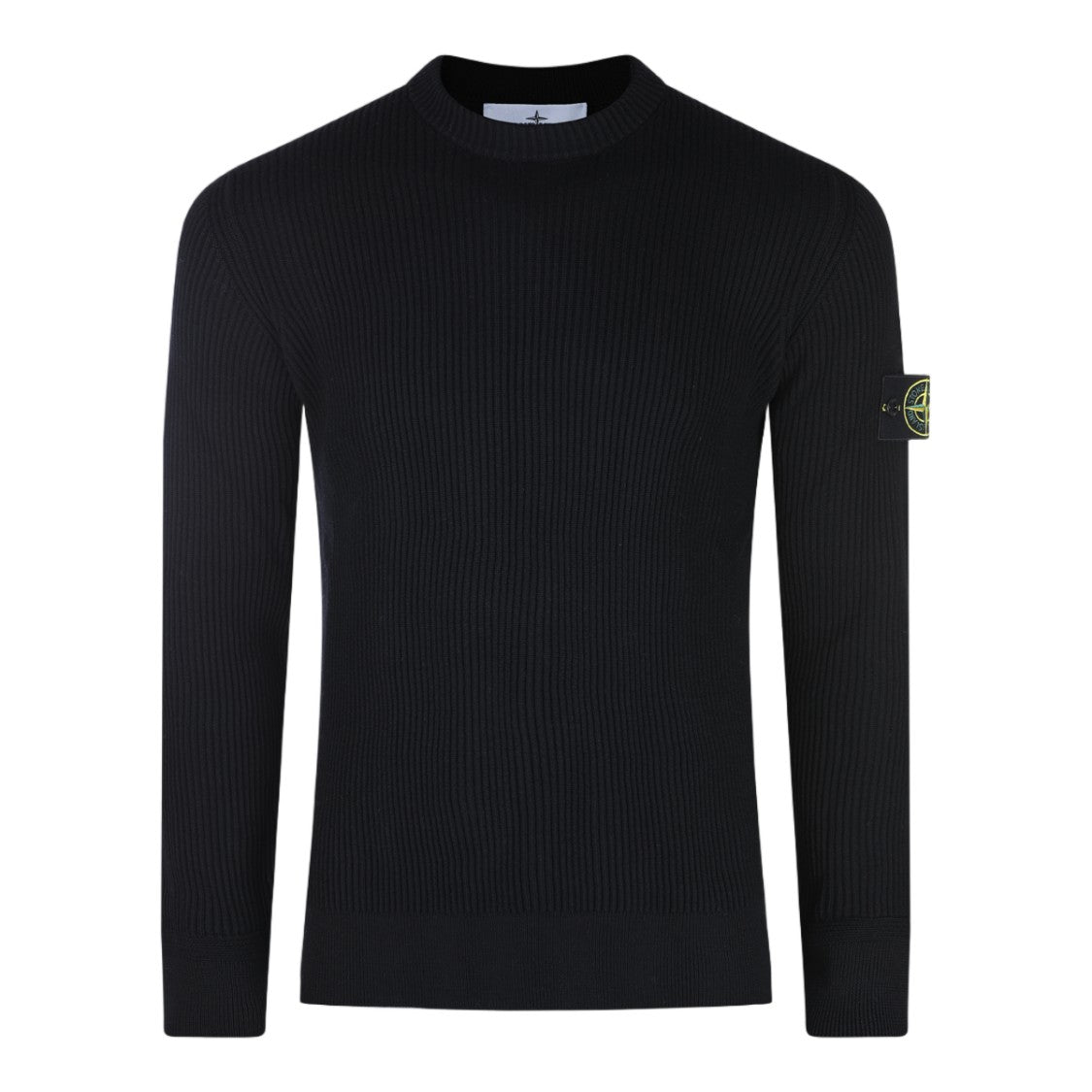 Stone Island Ribbed Knit Sweater With Classic Crew Neckline And Branded Patch