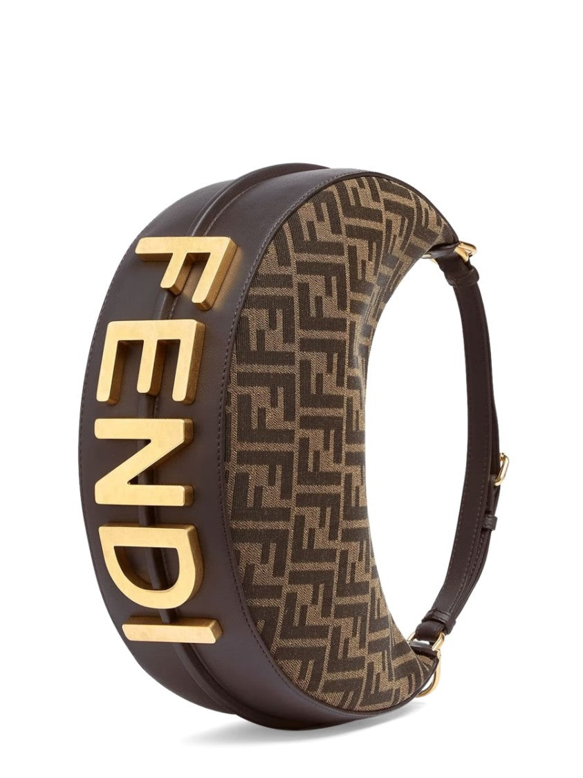 Fendi Small Crescent-Shaped Shoulder Bag With Signature Monogram Pattern