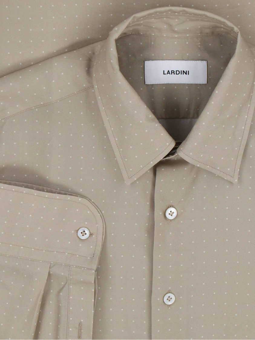 Lardini Taupe Lyocell Dotted Pattern Shirt