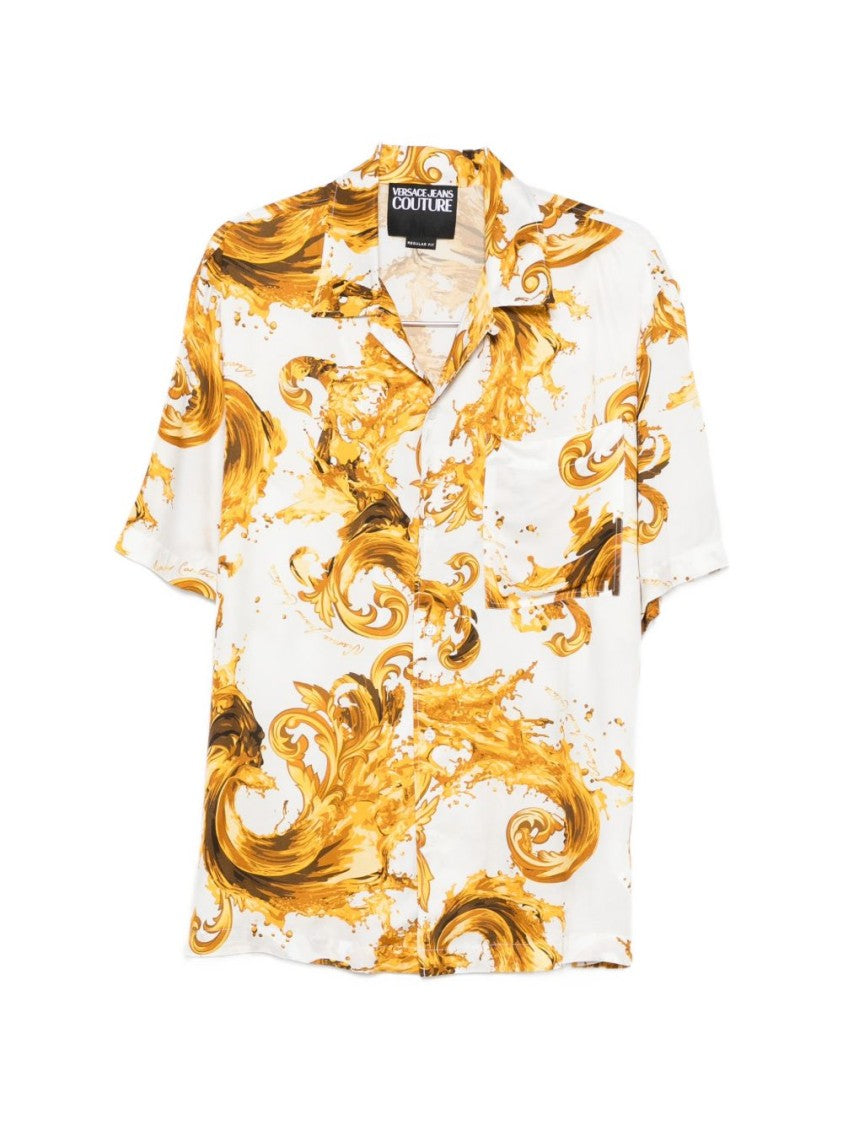 Versace Jeans Couture Short-Sleeve Baroque Print Shirt With Camp Collar