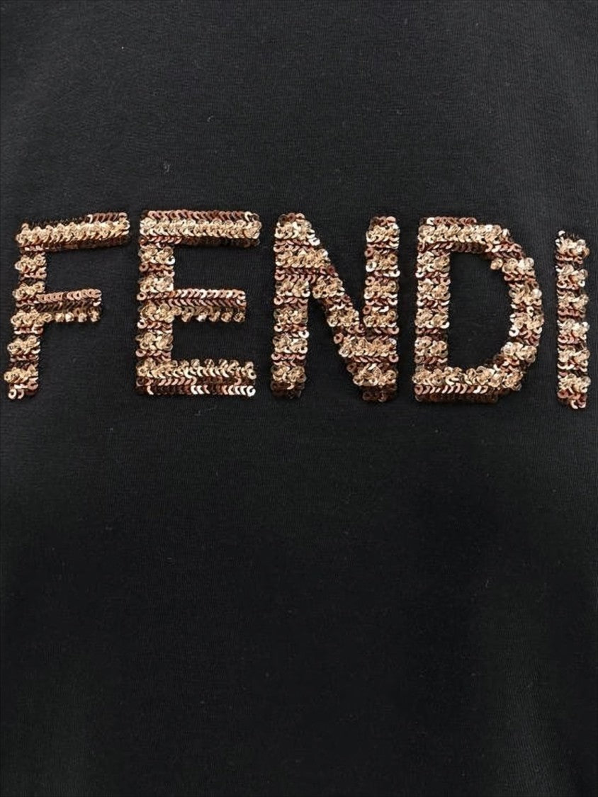 Fendi Black Short-Sleeved T-Shirt With Distinctive Logo Detail
