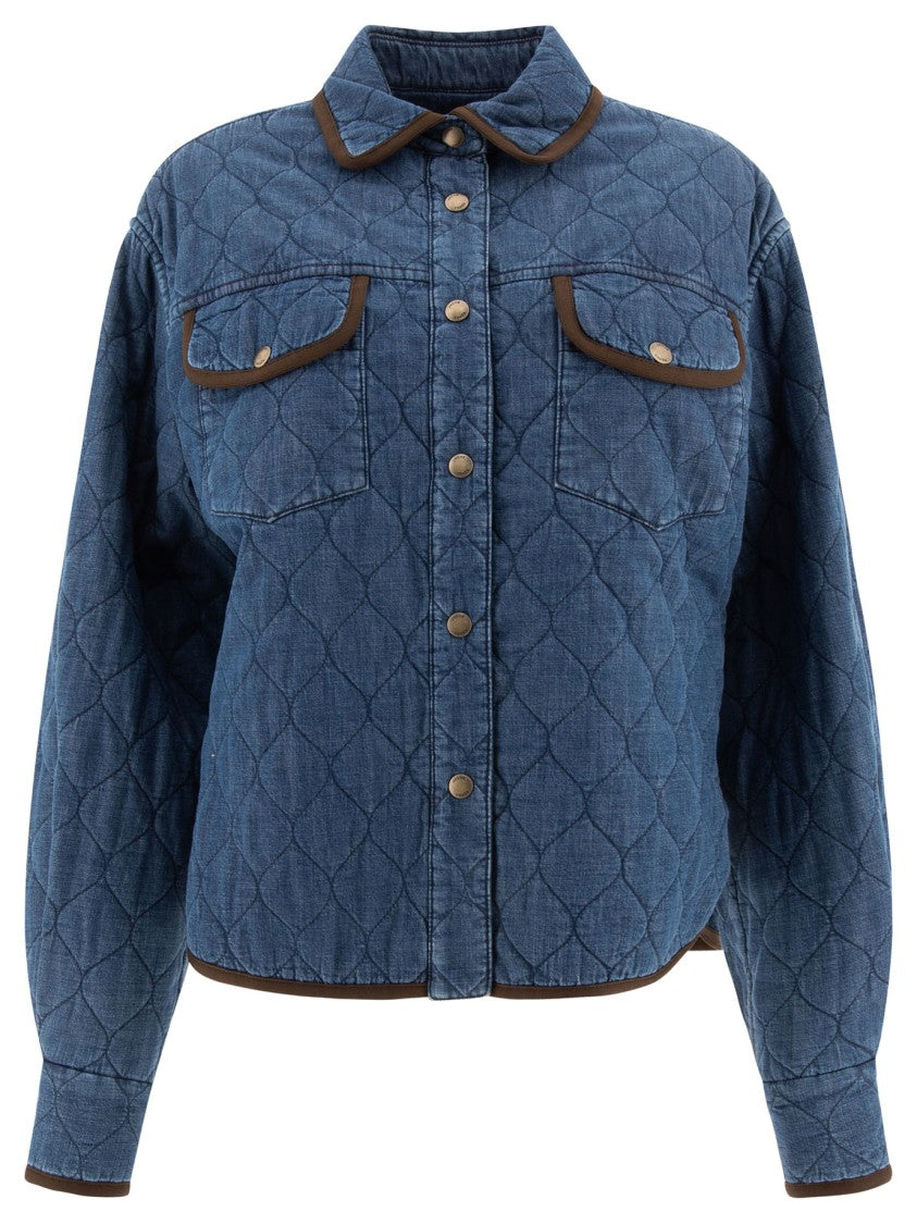 Jacob Cohen Padded Denim Overshirt With Rhombus Quilting