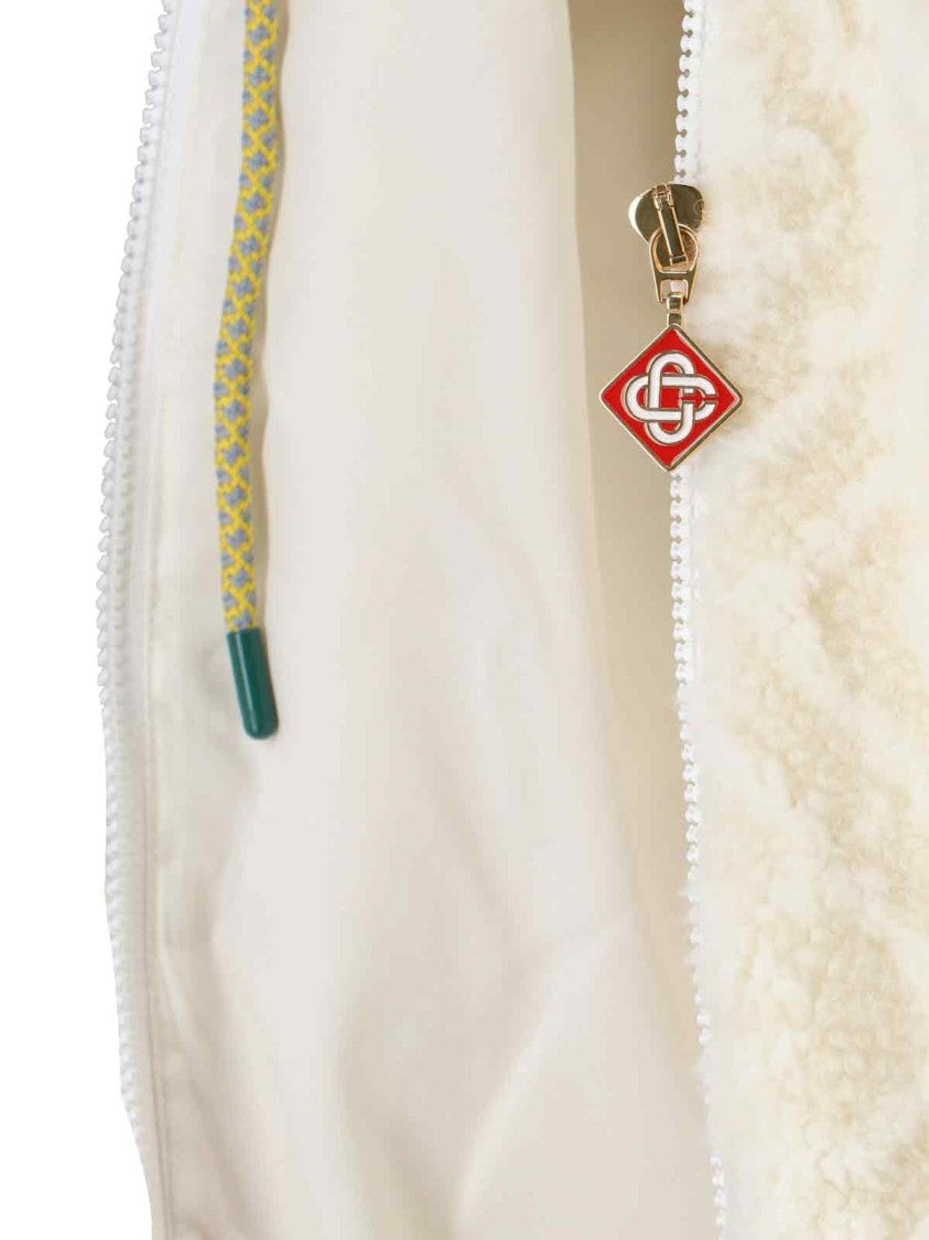 Casablanca Jacquard "Monogram" Fleece Jacket – White And Blue