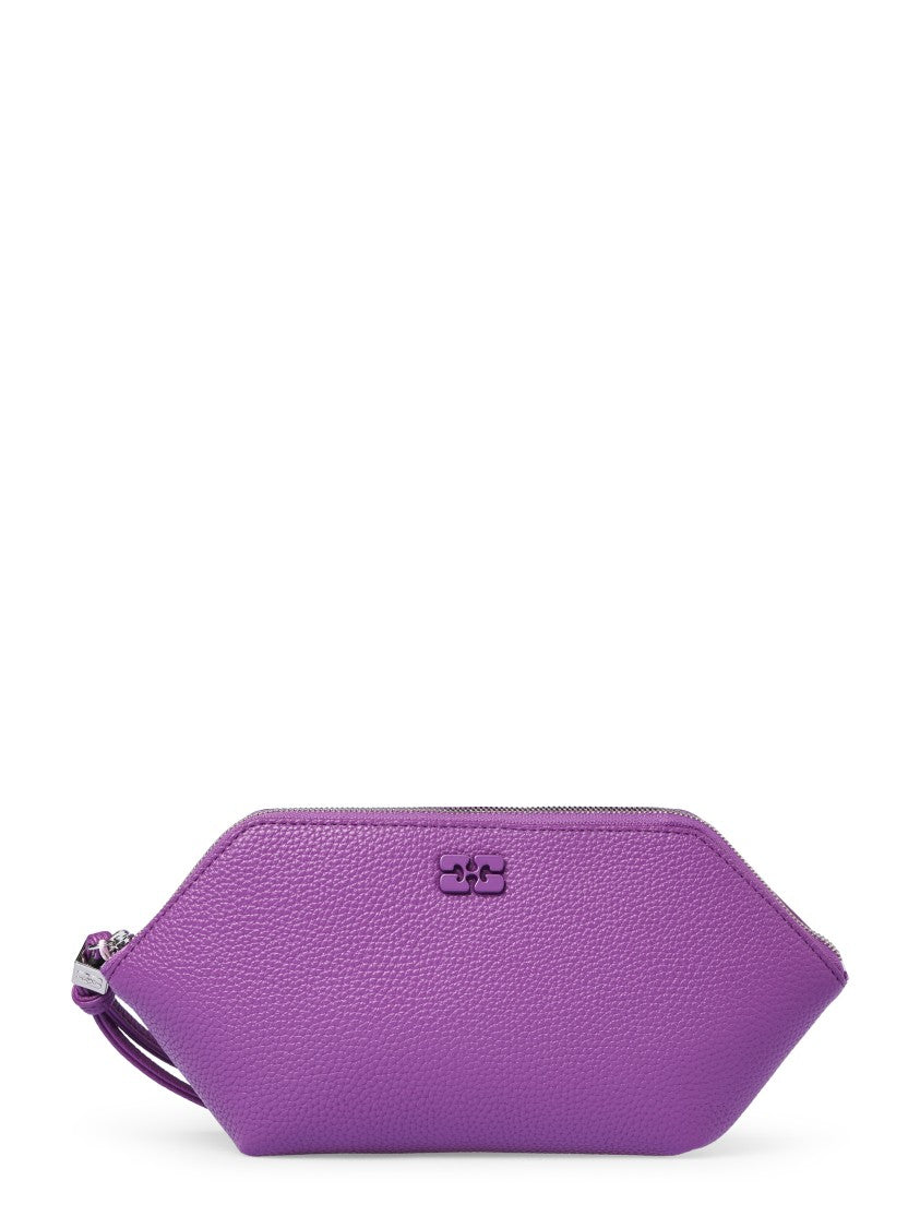 Ganni Hexagonal Textured Wristlet Bag With Zipper Closure