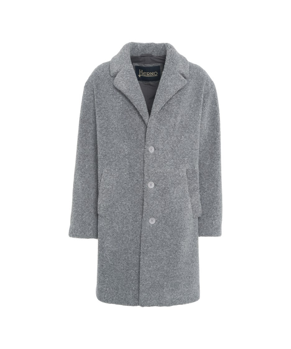 Herno Mid-Length Teddy Coat With Classic Lapel