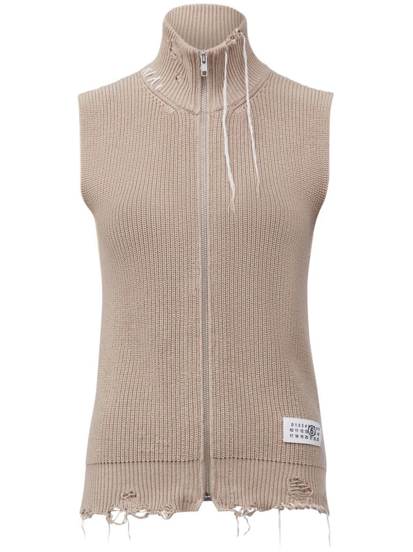 Mm6 By Maison Margiela Zip-Up Knitted Top
