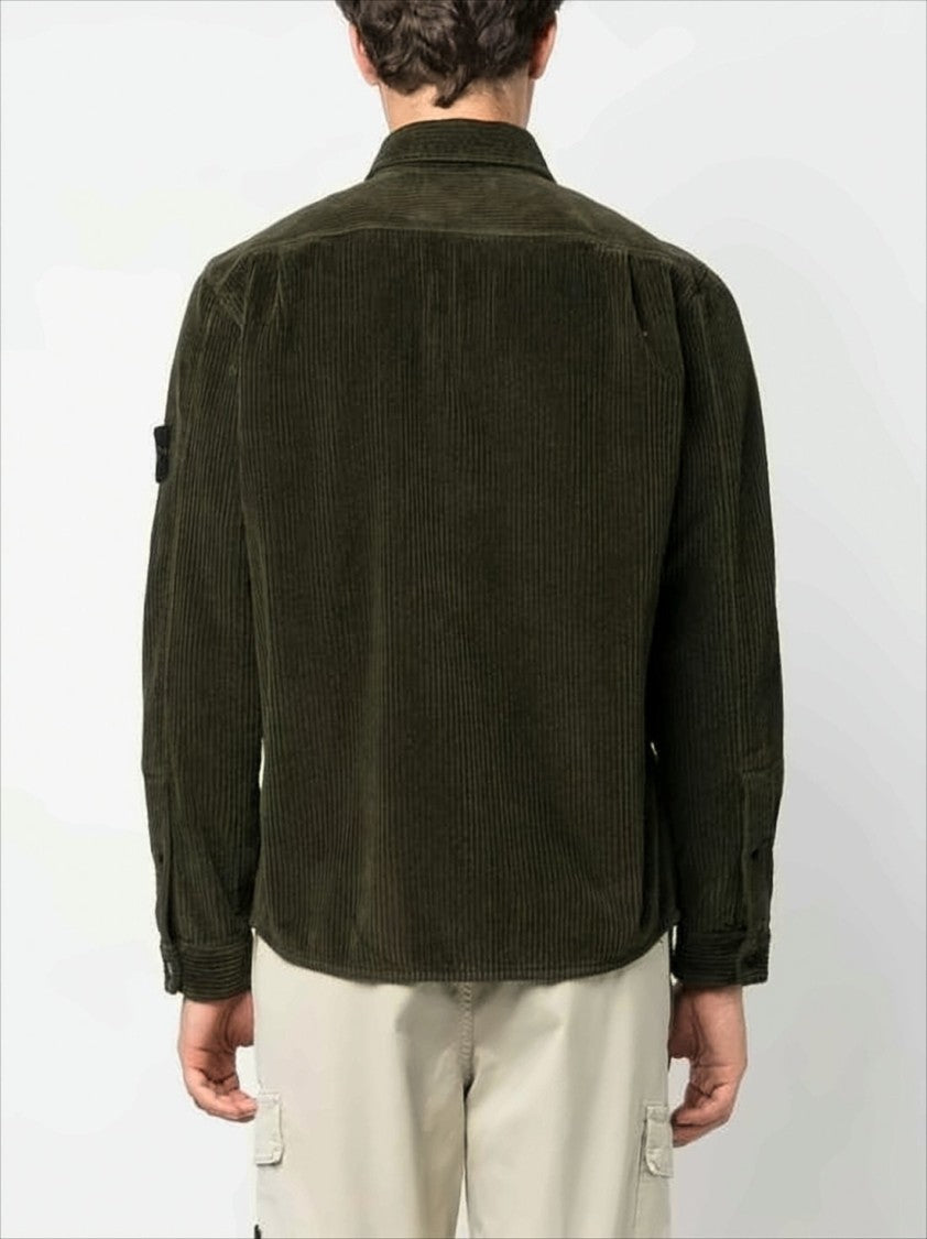 Stone Island Corduroy Long-Sleeve Shirt With Classic Collar