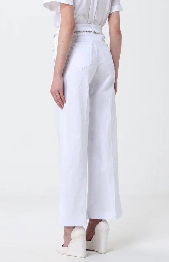 Liu Jo Flared High-Waisted Trousers With Jewel Belt Detail