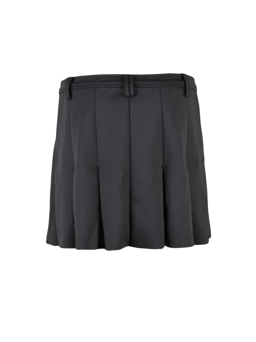 Ganni Grey Pleated Lycra Mini Skirt