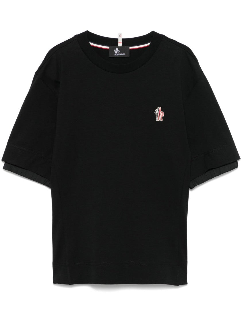 Moncler Grenoble Black Cropped Cotton T-Shirt