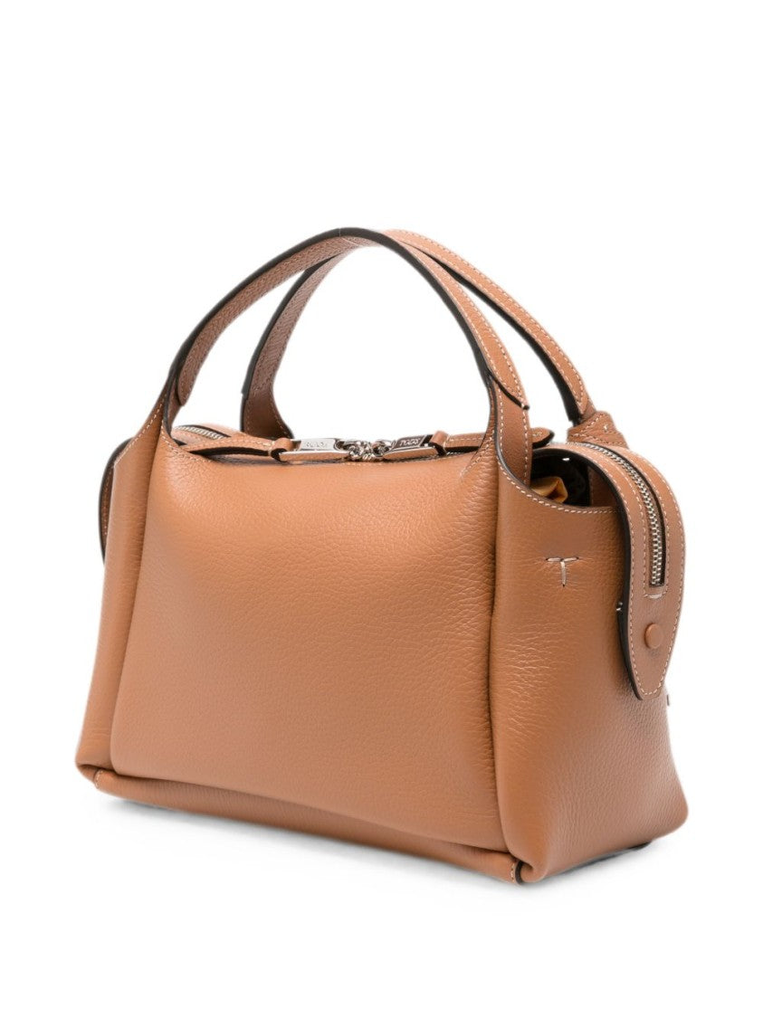 Tod's Chestnut Waterproof Textured Calfskin Handbag