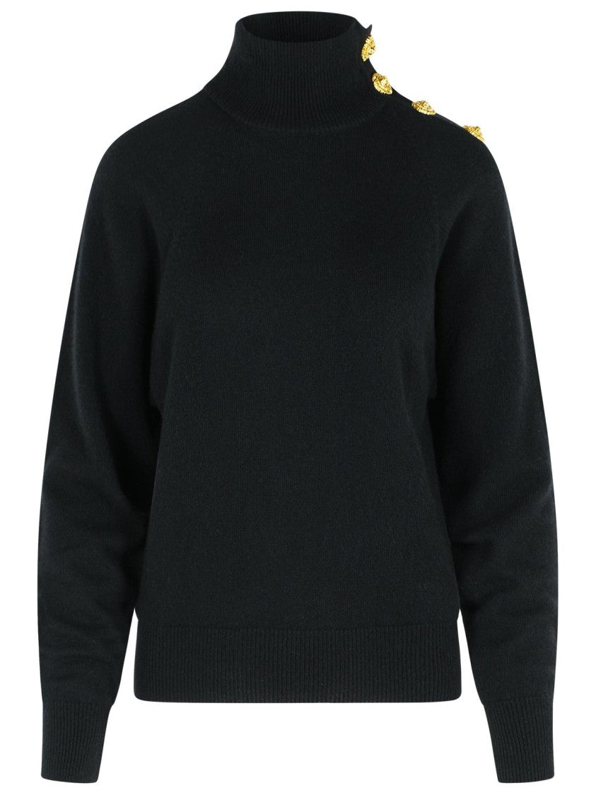 Balmain Turtleneck Sweater In Virgin Wool And Black Cashmere