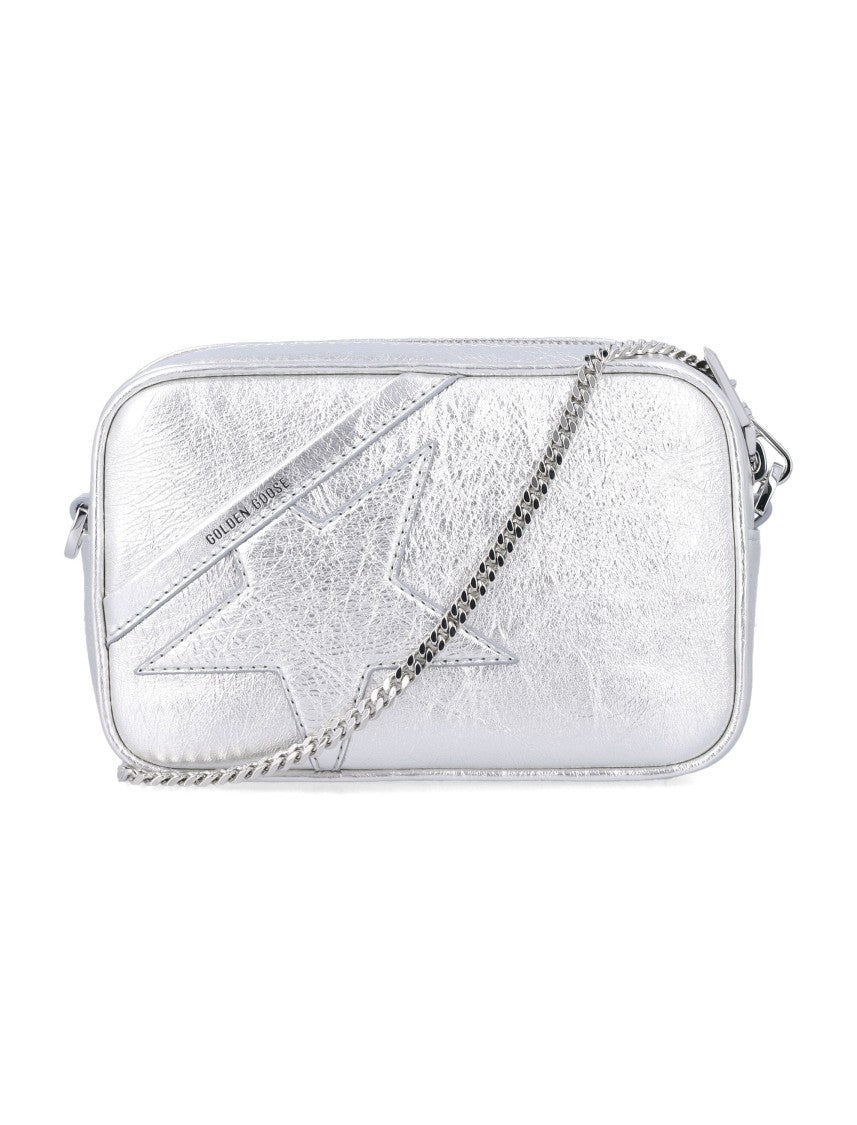 Golden Goose Mini Star Bag In Silver Leather
