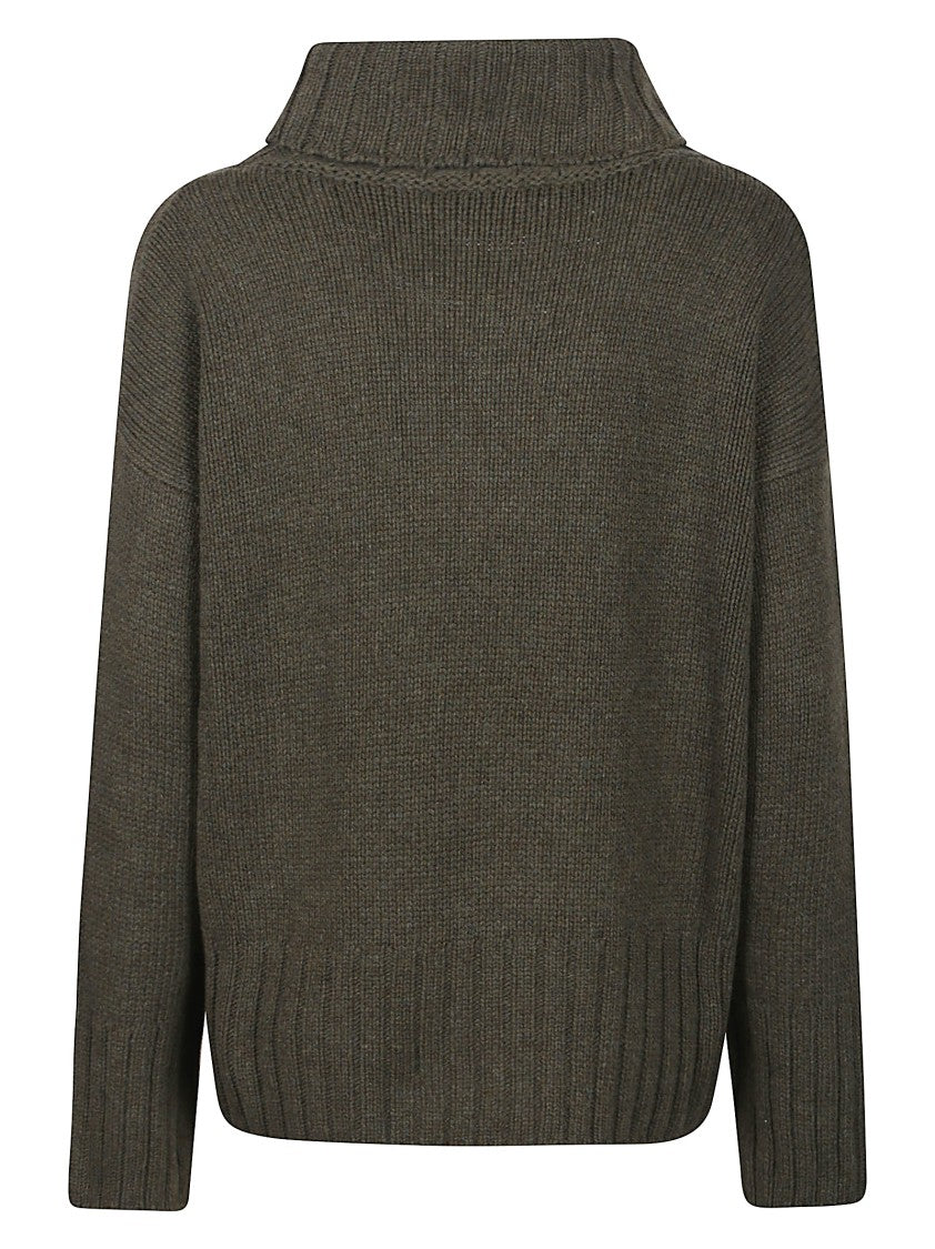 Aragona Relaxed Brown Cashmere Turtleneck Sweater