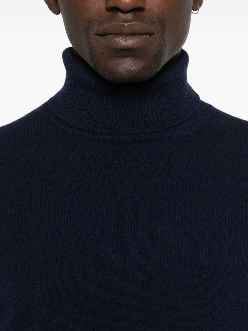 Daniele Fiesoli Classic Navy Blue Turtleneck Sweater