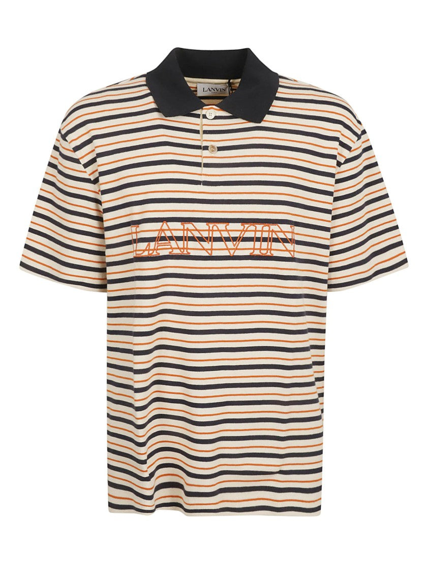 Lanvin Horizontal Striped Polo Shirt