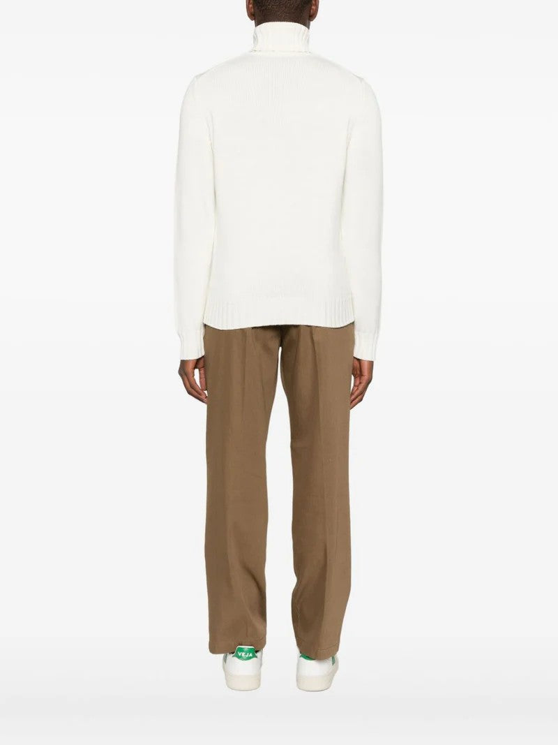 Filippo De Laurentiis Refined Turtleneck Sweater In Creamy Off-White Merino Wool