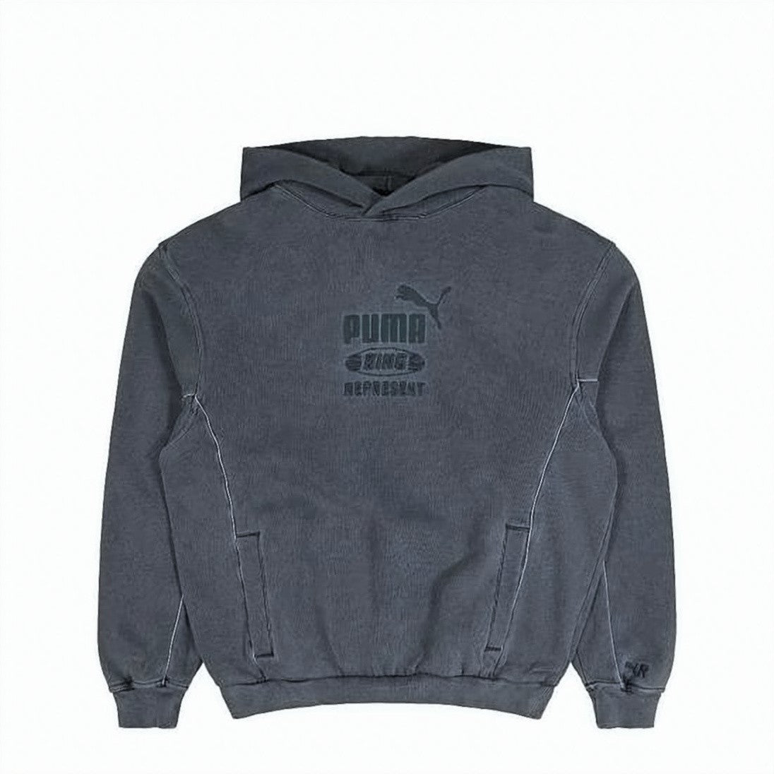Puma Relaxed-Fit Grey Hoodie With Drawstring And Vintage Aesthetic