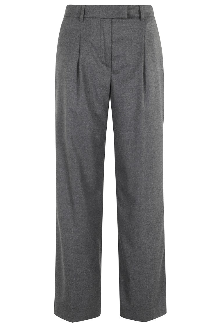 Seventy High-Waisted Flannel Pants With Tailored Darts And Side Pockets