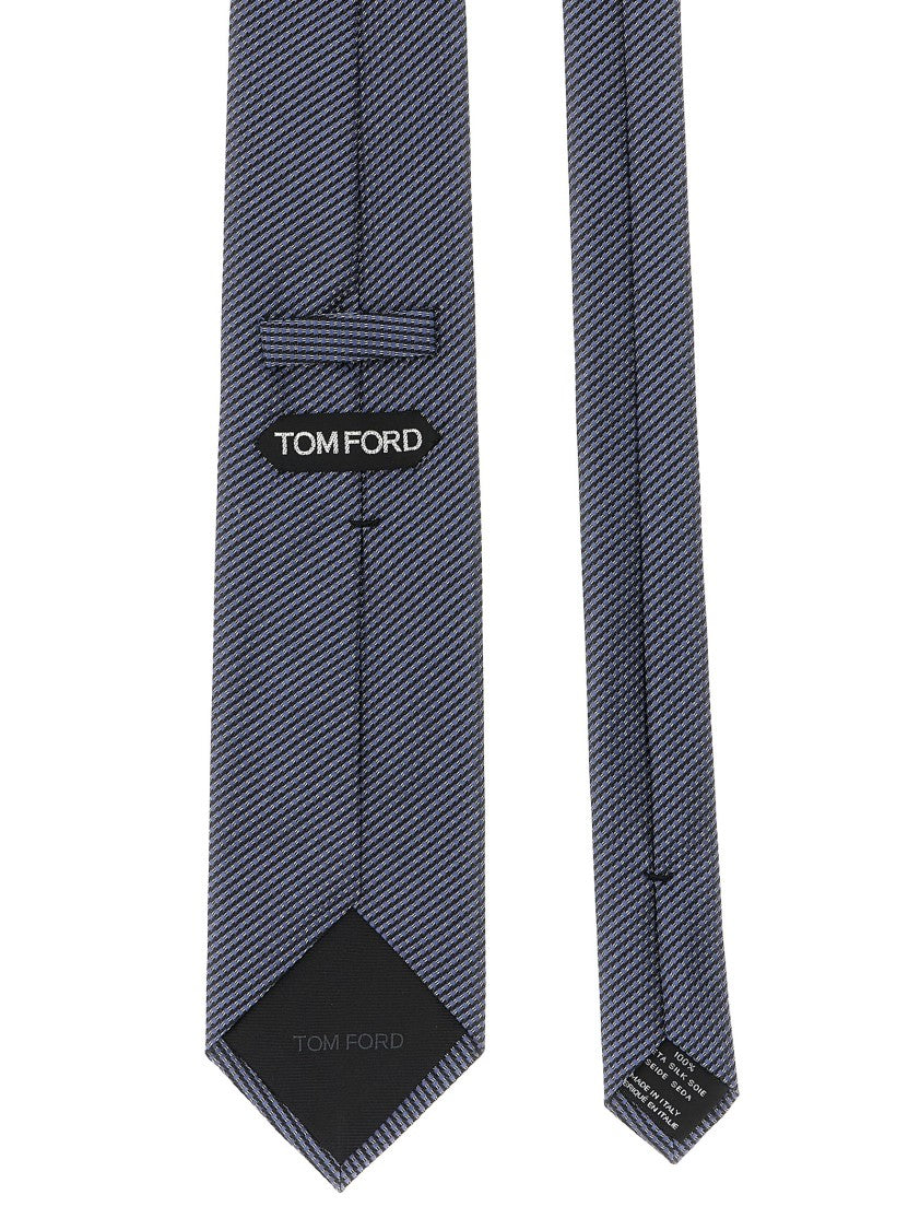 Tom Ford Textured Mulberry Silk Satin Tie With Diagonal Stripes