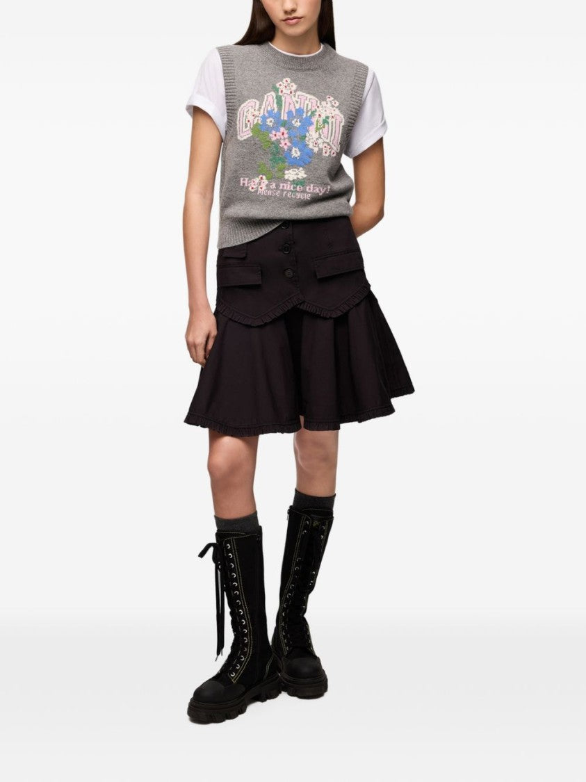 Ganni Sleeveless Graphic Knit Sweater