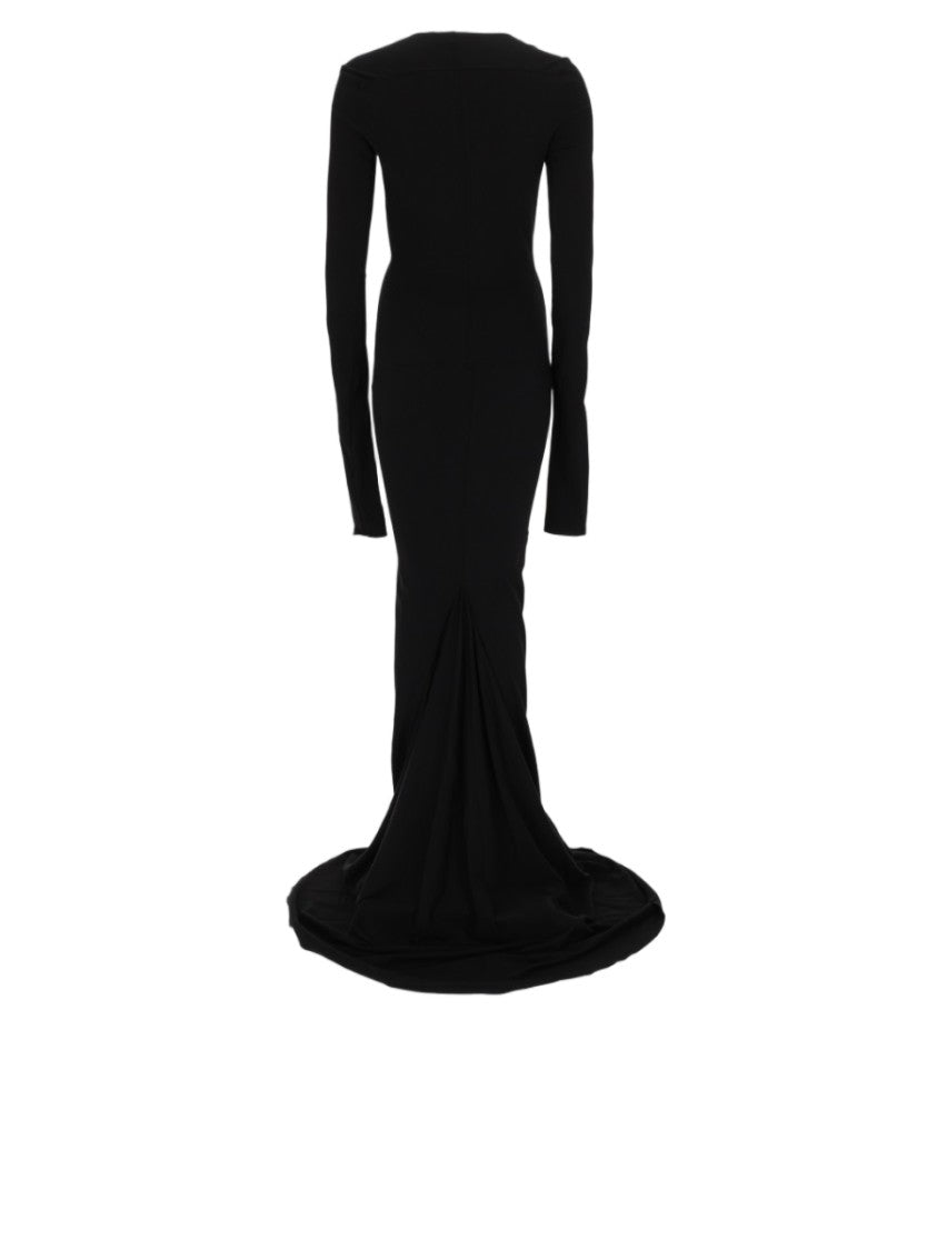 Drkshdw By Rick Owens Black Fitted Structured Cotton Evening Dress