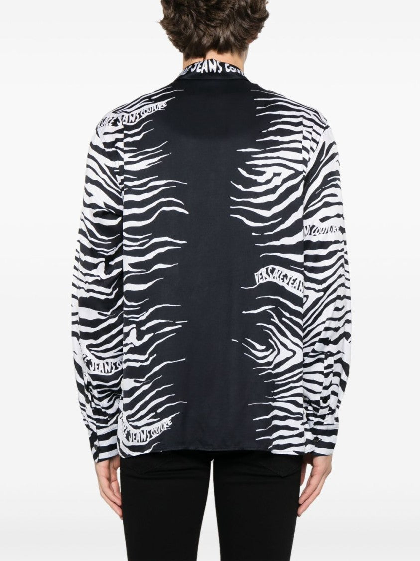 Versace Jeans Couture Print-Embellished Black Shirt With Classic Collar