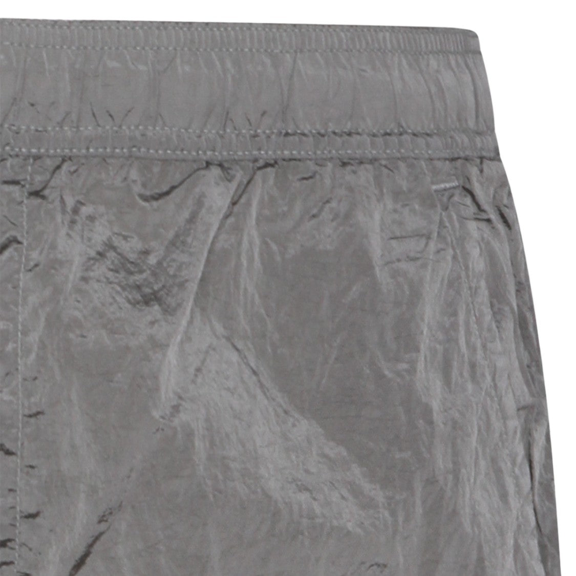 Stone Island Crinkled Grey Shorts With Elastic Waistband