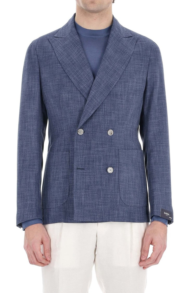 Barba Double-Breasted Cotton-Wool Knitted Easywear Jacket