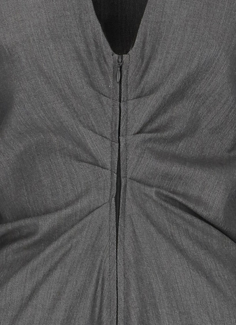 Mm6 By Maison Margiela Grey Tailored V-Neck Front Zip Midi Dress