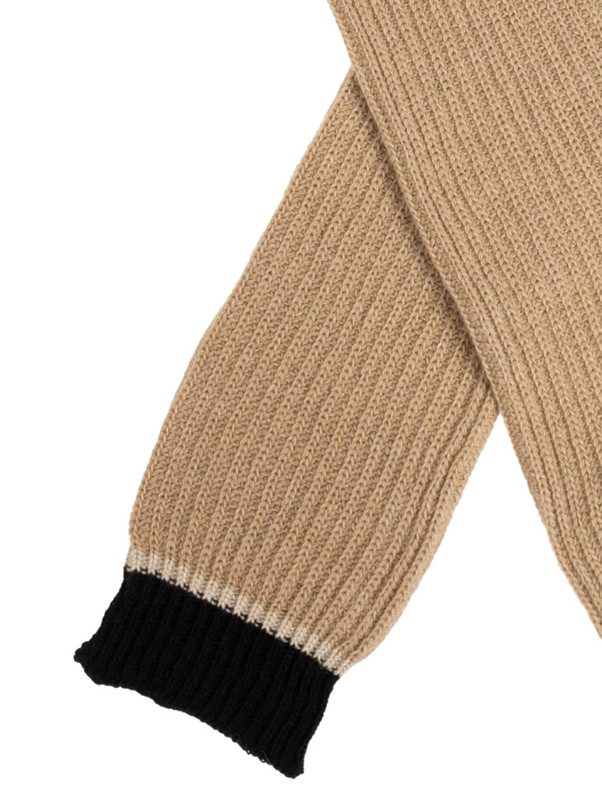Moschino Two-Tone Ribbed Long Gloves