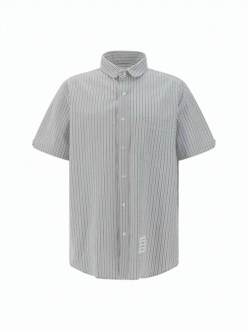 Thom Browne Vertical Striped Short-Sleeved Shirt