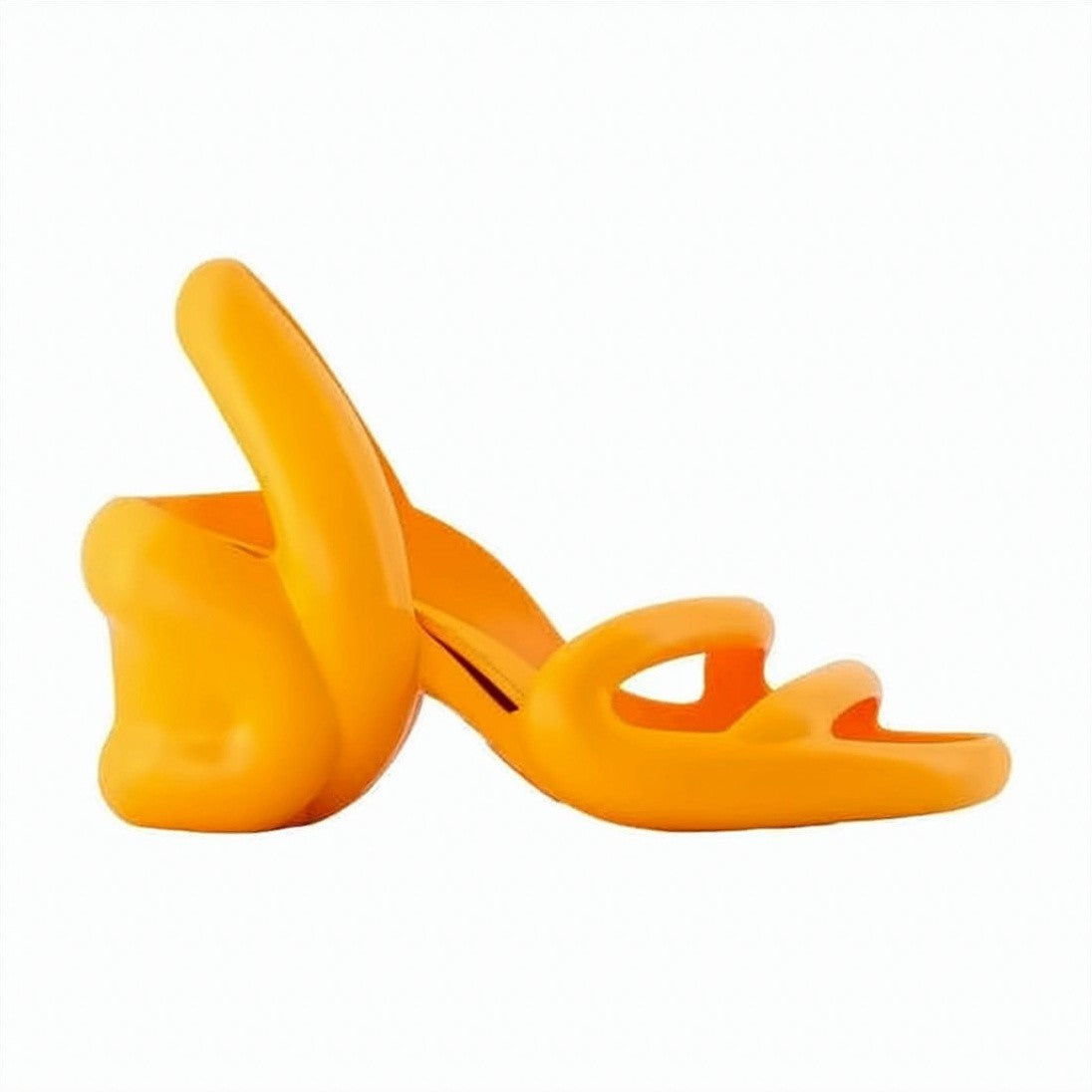 Camper Sculptural Orange Eva Sandals With Curved Heel