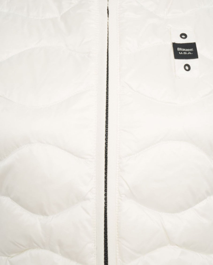 Blauer Puffer Jacket With Distinctive Wavy Quilting And Hood