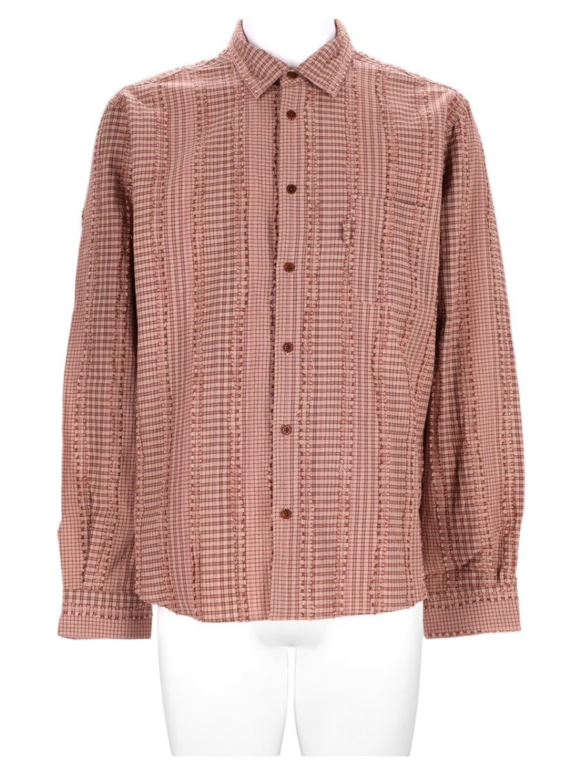 Ymc Brown Vertical Striped Button-Down Cotton-Blend Shirt