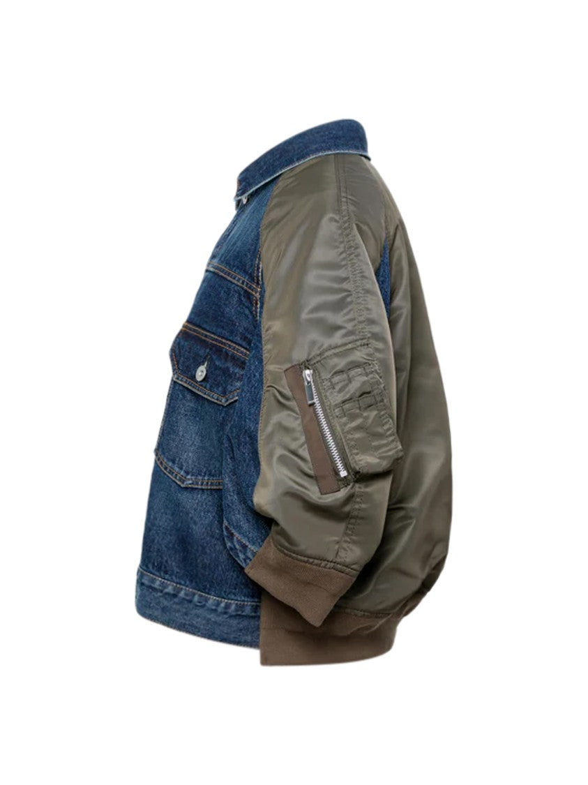 Sacai Denim And Nylon Twill Jacket With Utility Design