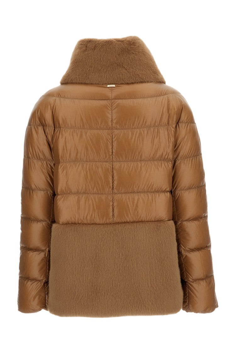 Herno Camel Faux Fur Goose Down Down Jacket