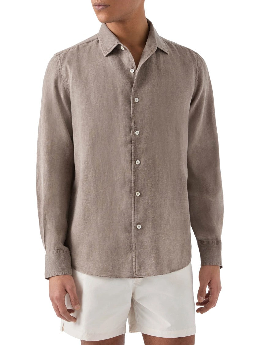 Mc2 Saint Barth Relaxed Fit Linen Shirt With Vintage Aesthetic