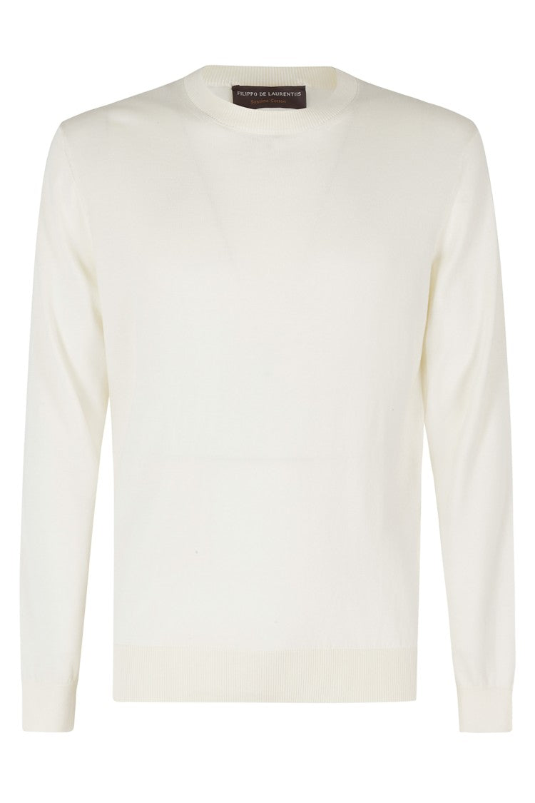 Filippo De Laurentiis Butter Round-Neck Single-Thread Cotton Sweater