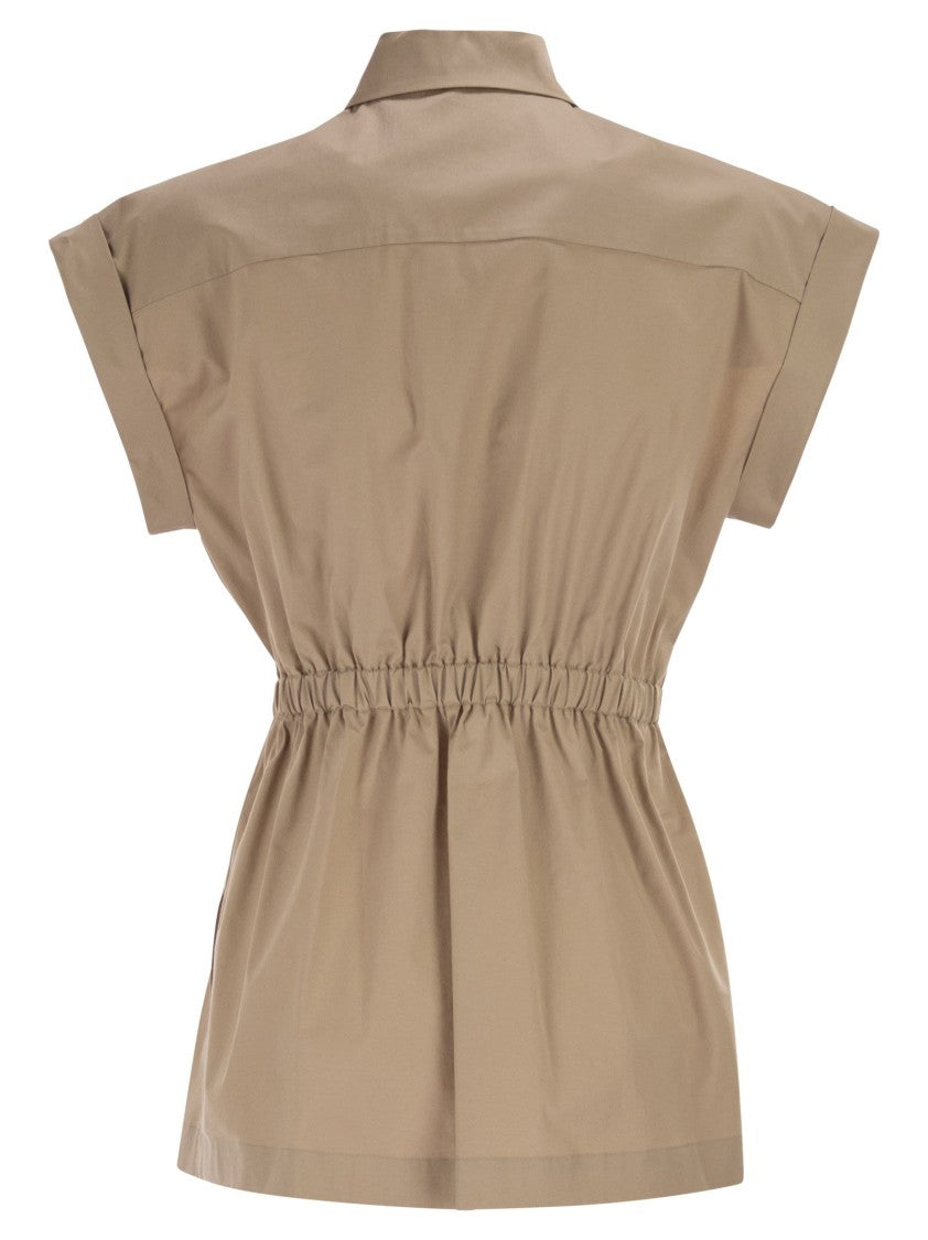 Peserico Stretch Cotton Blouse With Drawstring Waist
