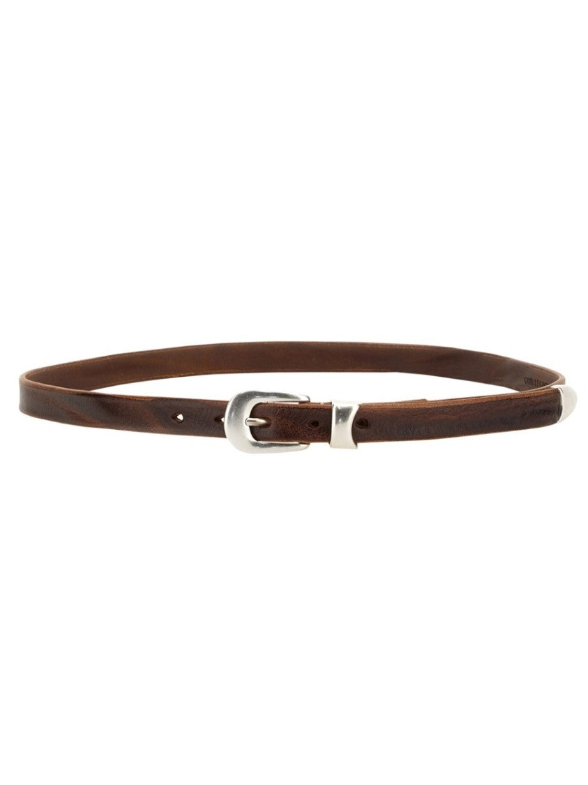 Our Legacy Neutrals Slim Silver Buckle Leather Belt