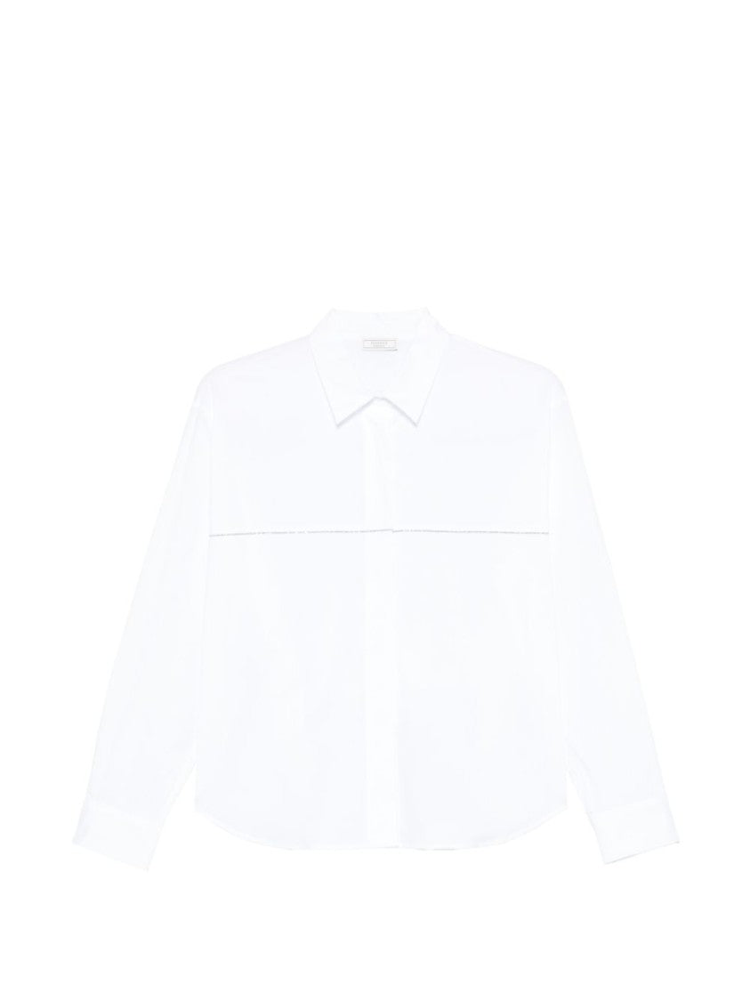 Peserico Tailored White Shirt With Horizontal Seam Detail
