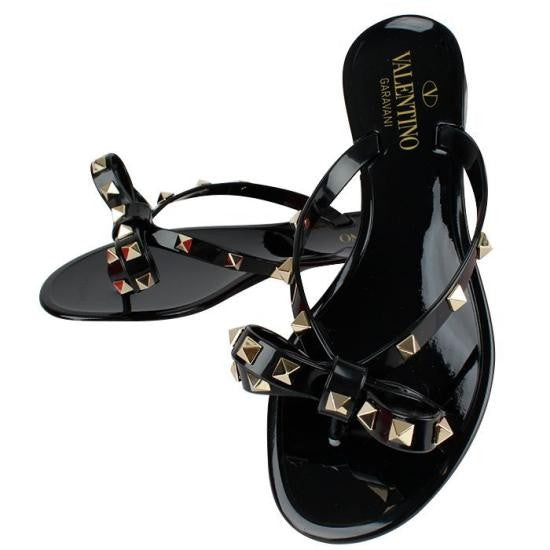 Valentino Garavani Black Pvc Mules With Bow