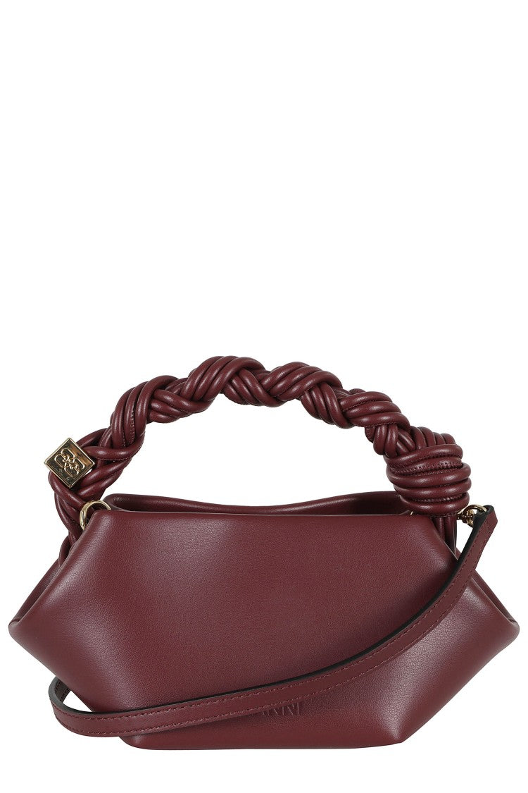 Ganni Bordeaux Bou Mini Gold Studs Recycled Leather Handbag
