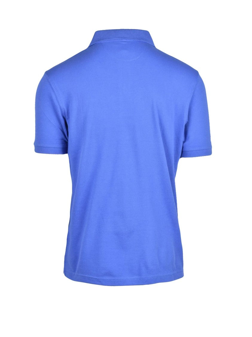 La Martina Blue Embroidered Cotton Polo Shirt