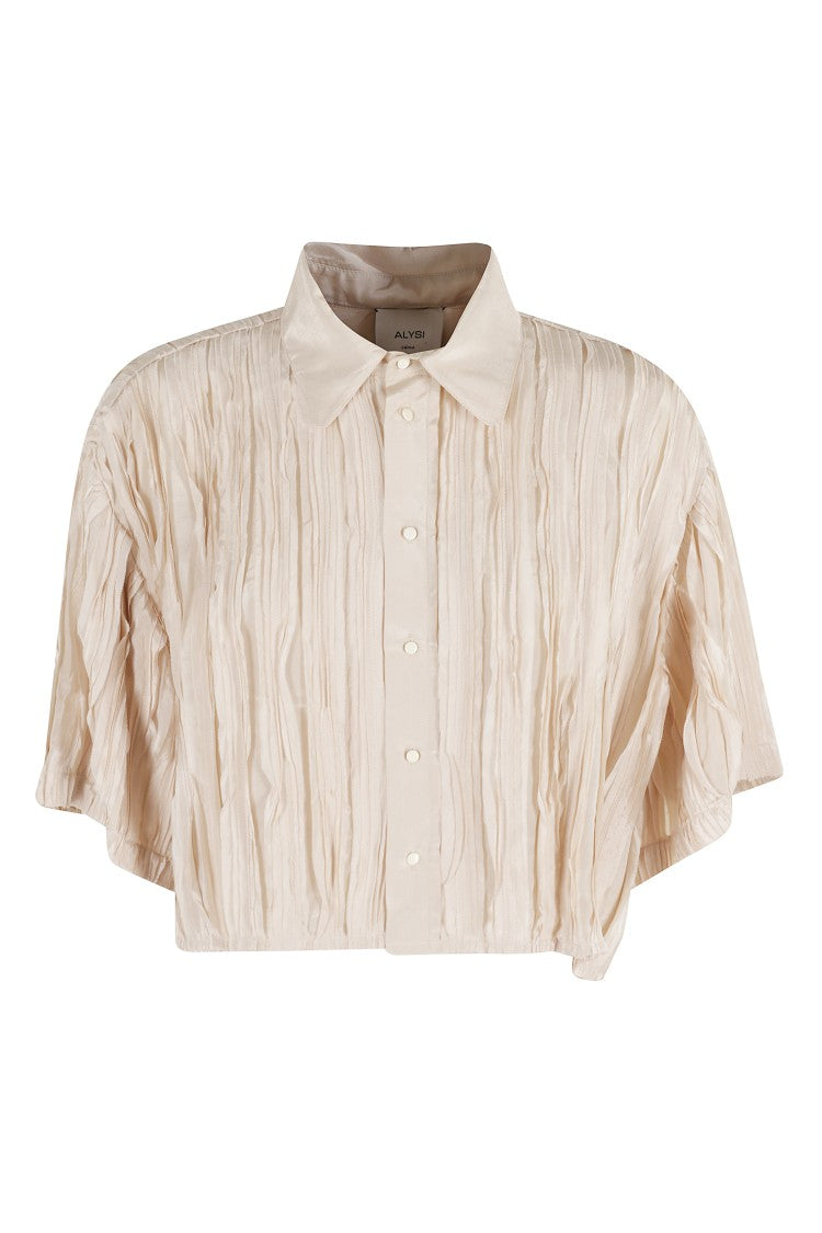Alysi Cropped Origami-Inspired Boxy Shirt With Classic Collar