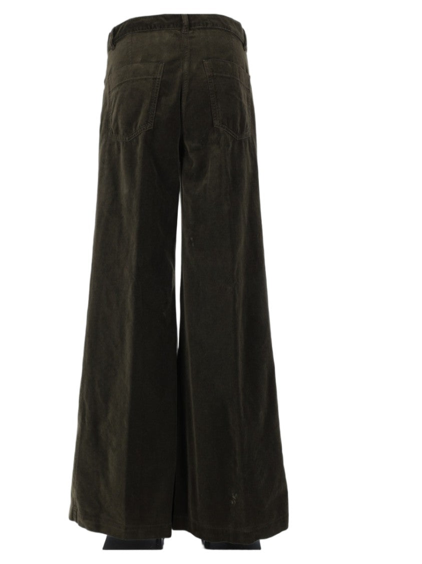 Aspesi Wide-Leg Cotton Velvet Trousers With High Waist And Relaxed Fit