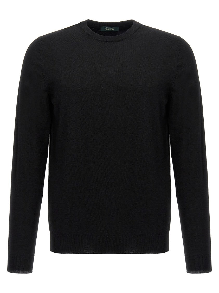 Zanone Crew Neck Black Wool Sweater With Classic Design