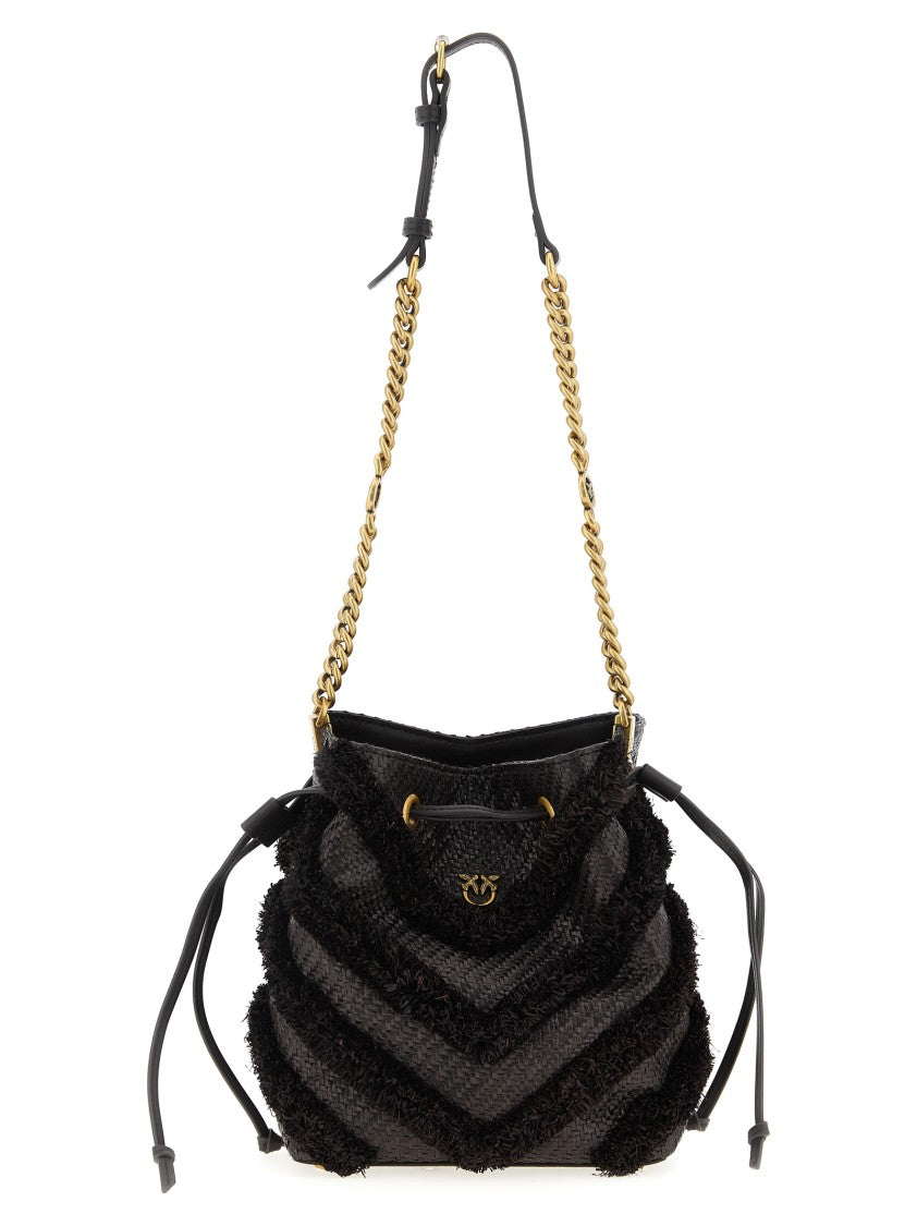 Pinko Raffia Mini Bucket Bag
